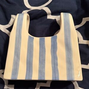 Cute  Blue and Cream Striped Vase